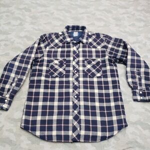Wrangler Western Shirt Mens Large Blue Flannel Pockets Pearl Snap Long Sleeve